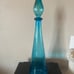 Vintage 1960’s Empoli-Kingfisher Blue- Genie Bottle flame Glass Decanter 18”