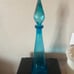 Vintage 1960’s Empoli-Kingfisher Blue- Genie Bottle flame Glass Decanter 18”