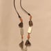 Exotic shell, tumbled glass and leather necklace