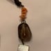 Exotic shell, tumbled glass and leather necklace