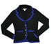Autumn Cashmere Contrast Trim Cashmere Sweater Blazer Size Small Black Blue