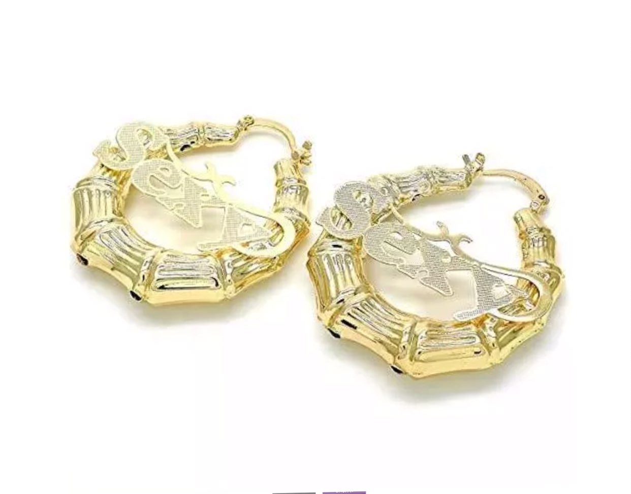 14K gold tone bamboo SEXY earrings