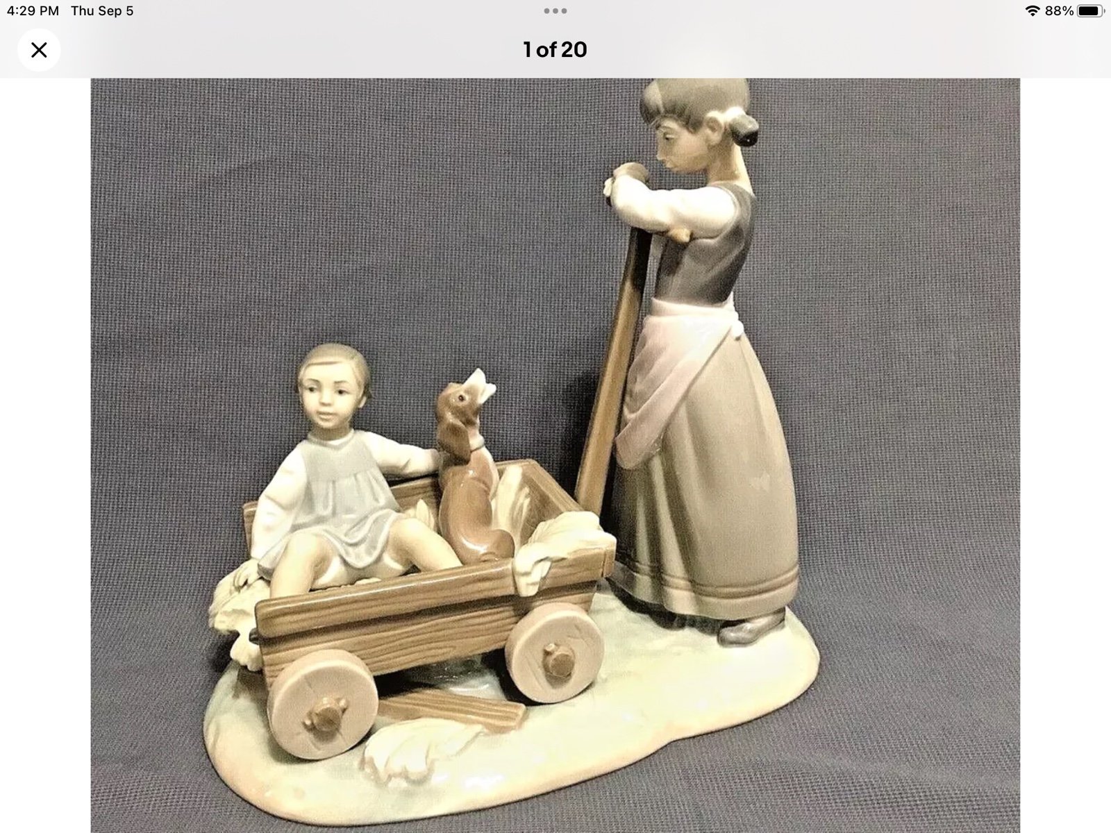 PRE-OWNED VINTAGE LLADRO #1245 THE WHEELBARROW NO BOX MINT CONDITION.