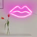 Neon Lip Wall Sign White Blue or Pink