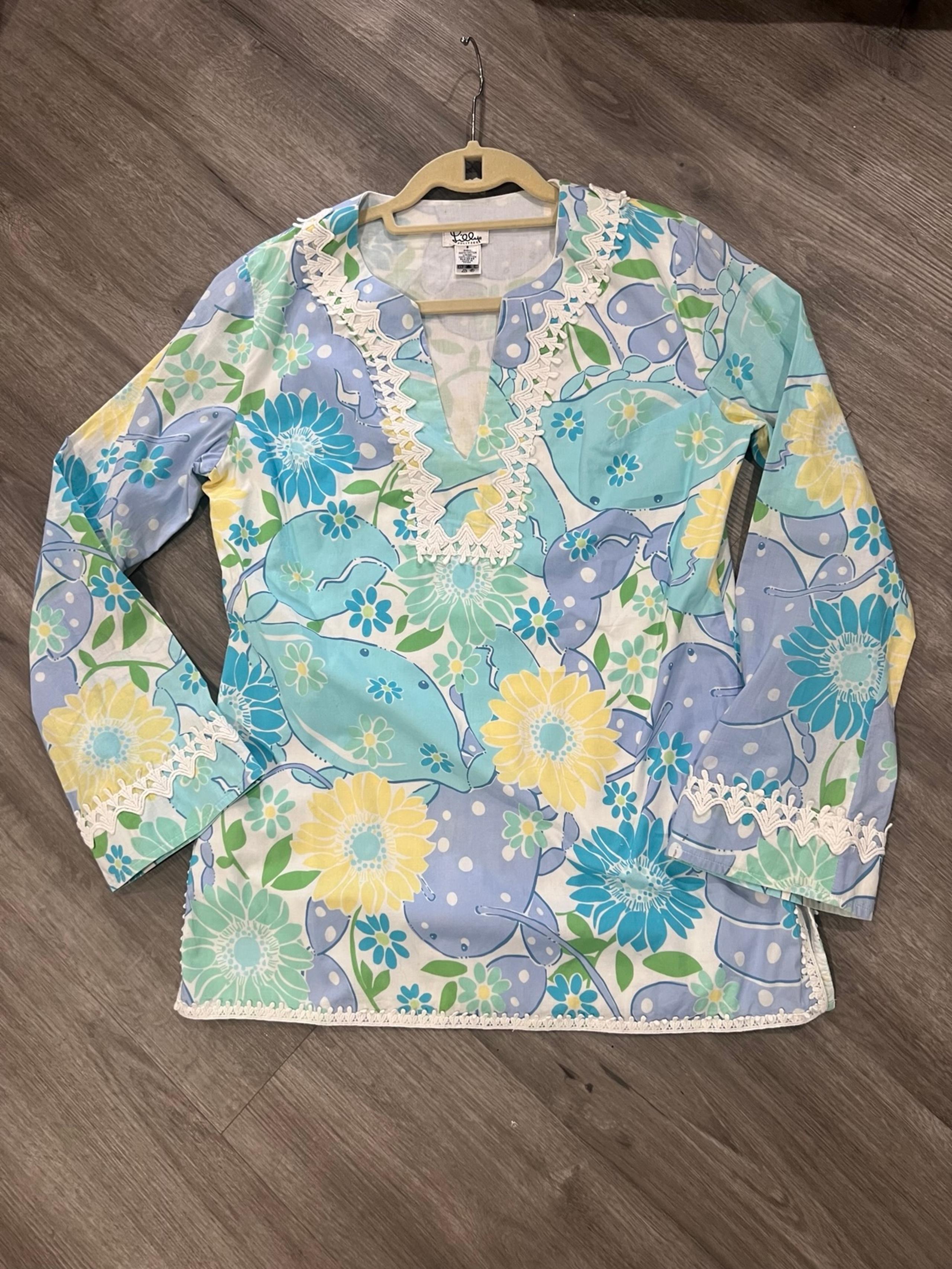 Lilly Pulitzer Vintage Women's Floral Tunic, 100% cotton, size S