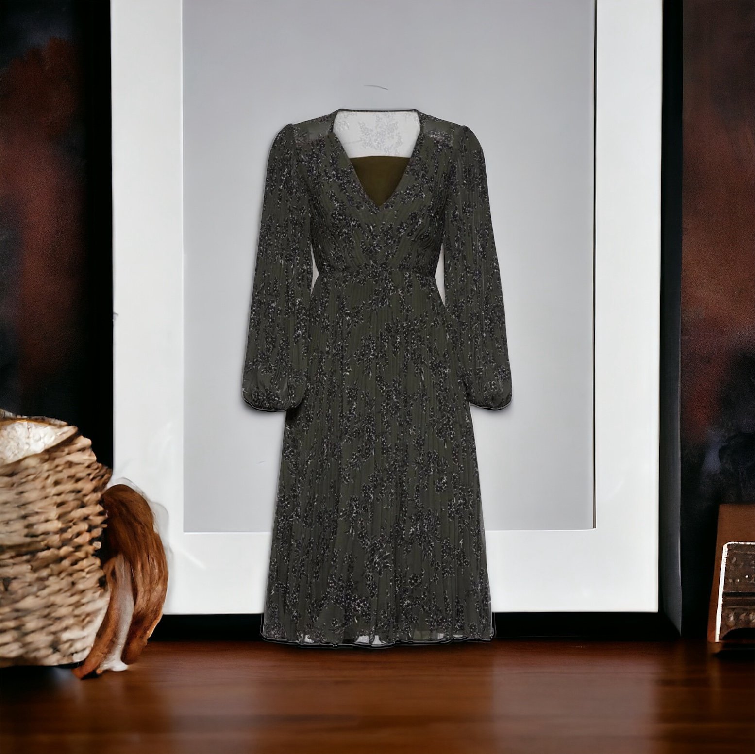 Fame and Partners The Landry Midi Dress in Khaki 8