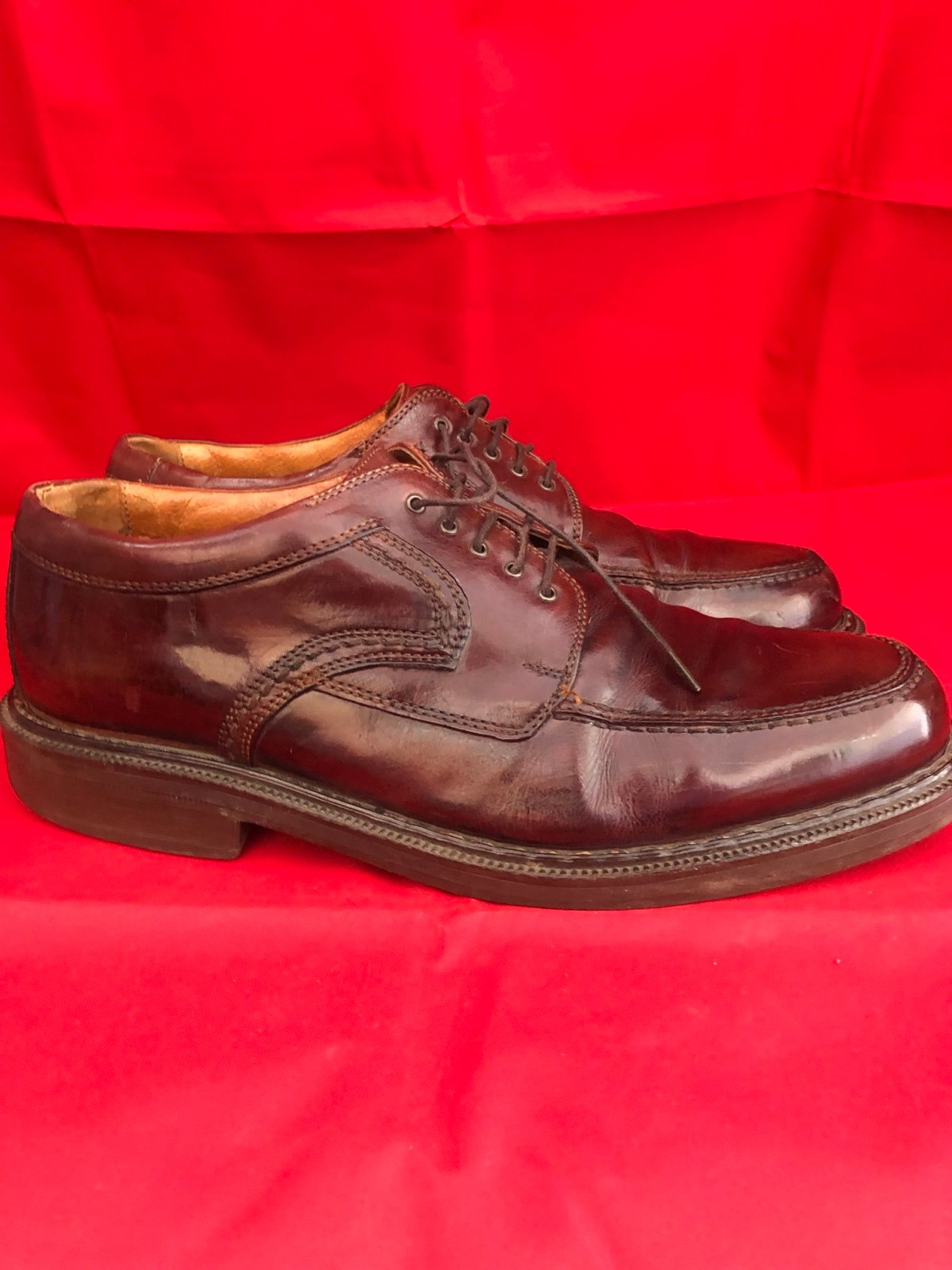 Johnston & Murphy Signature Burgundy Brown Leather Oxford Shoes Men’s Sz 10.5