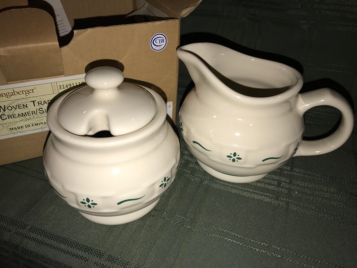 Longaberger Sugar & Creamer Set - NEW! - Heritage Green