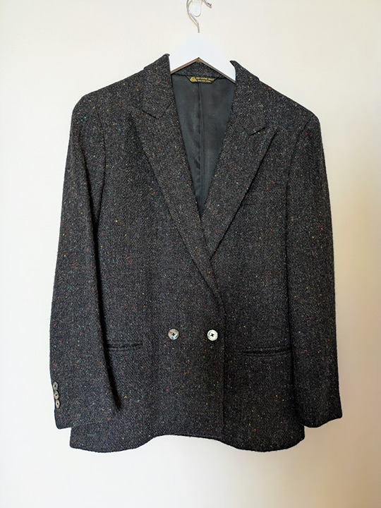 Harris Tweed Black Jacket Colorful Flecks