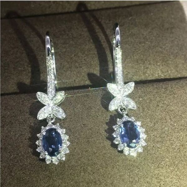 The Super Star zircon and 925 drop dangle earrings