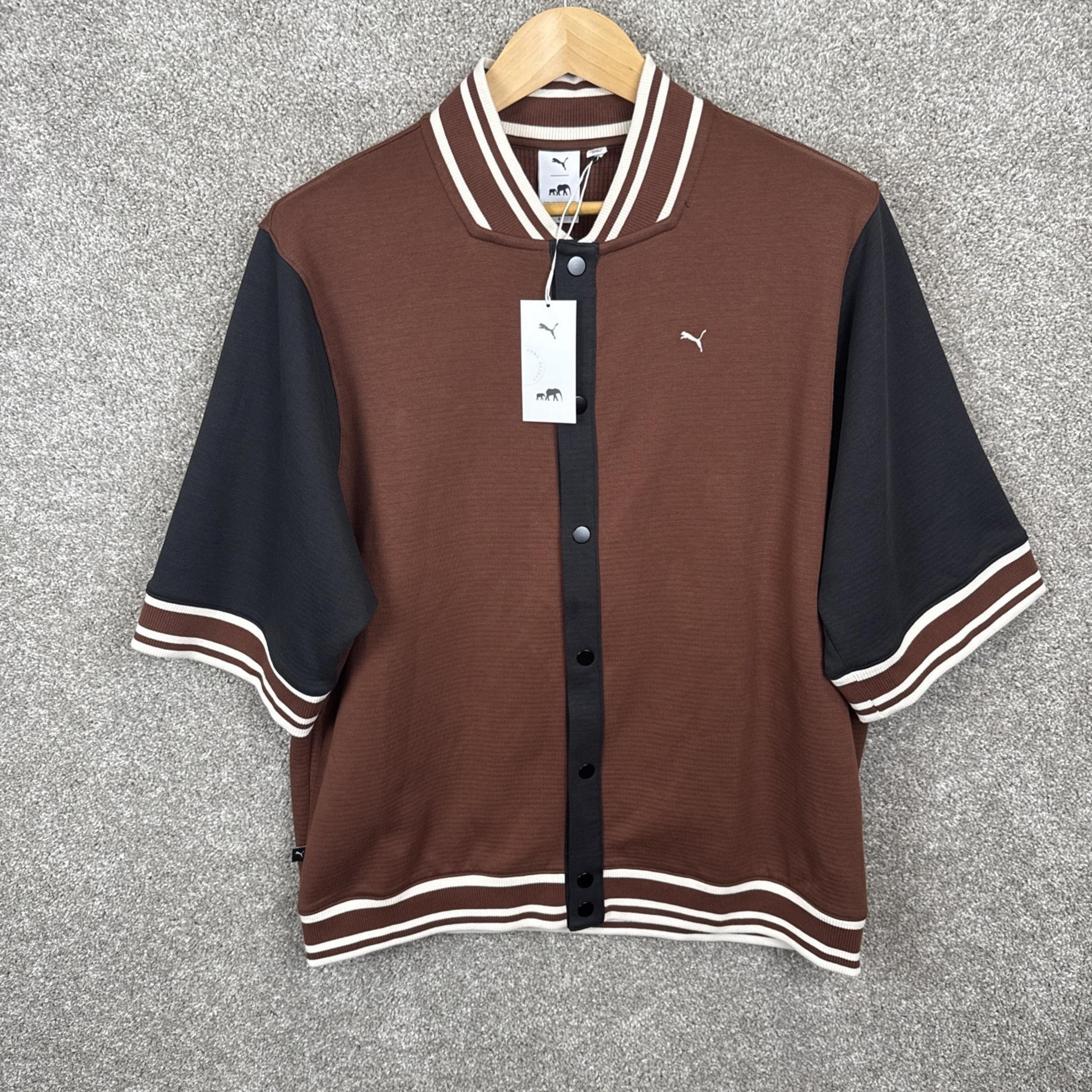 PUMA  X The Brooklyn Circus Short Sleeve Shirt Mens Large Brown Snap Button NEW
