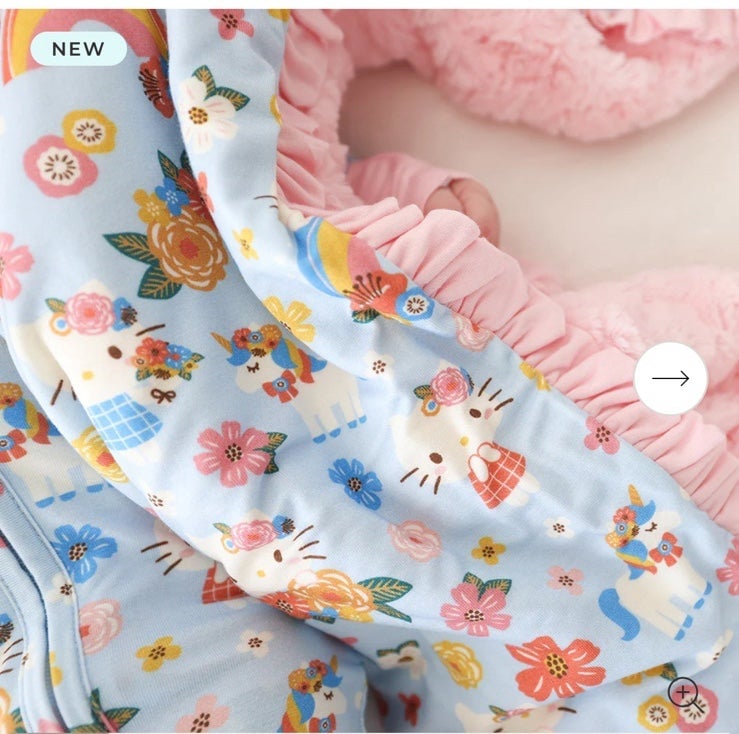 Posh peanut hello kitty springtime blue minky ruffled luxette patoo