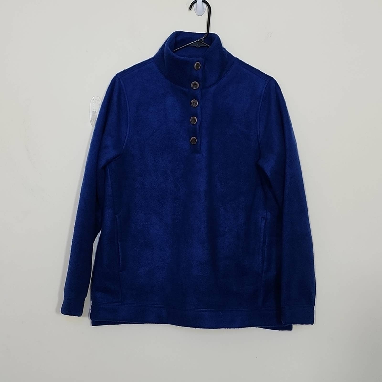 J.Crew Sherpa Button Front Tunic Blue Sweater Size S