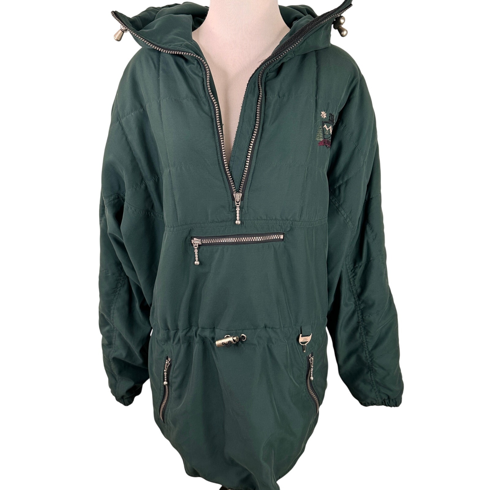 NILS Skiwear Women's Vintage Green Pullover Hooded Jacket Size XL