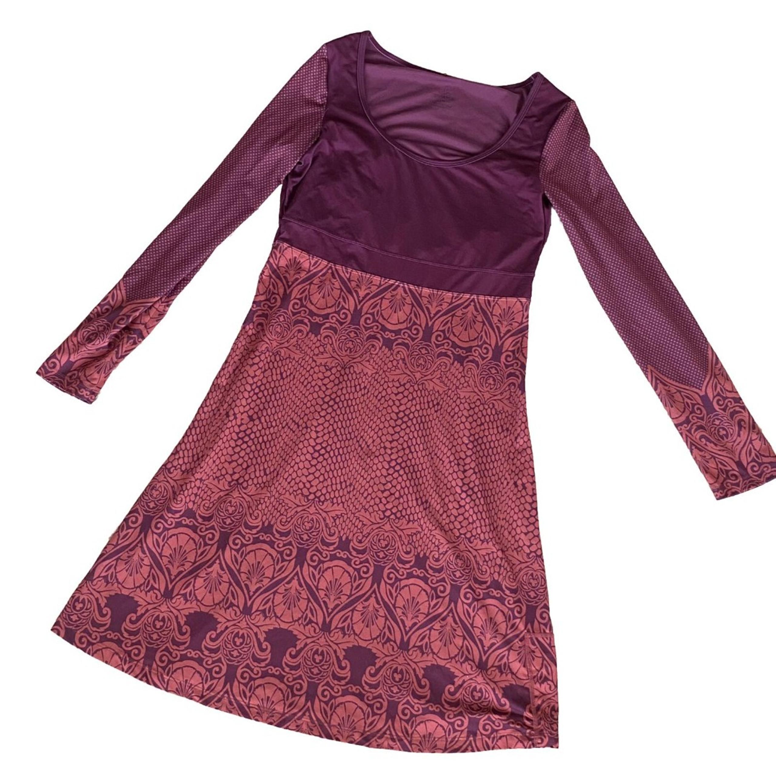 PrAna Long Sleeve Dress Scoop Neck Western Active Athletic Womens Medium Purple