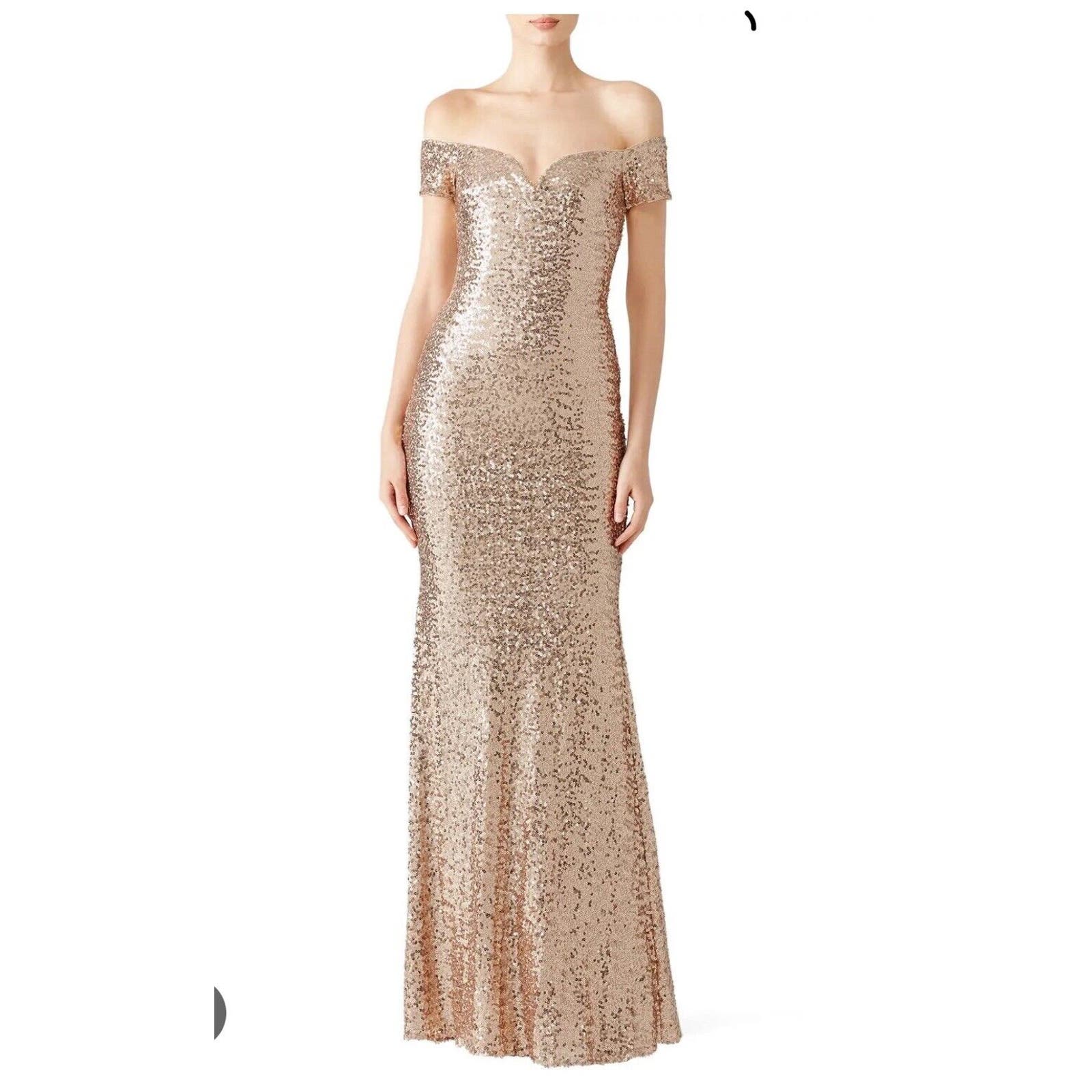 Badgley Mischka Blush Sequin Off The Shoulder Gown New W/Tags Size 4