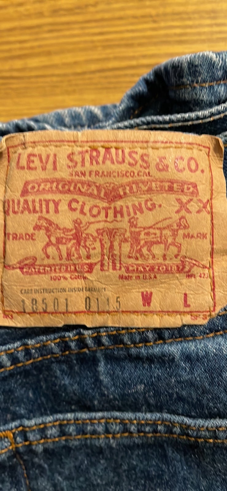 A vintage Levi’s 18501-0115 high waist womens jean actual size 27x32 USA made