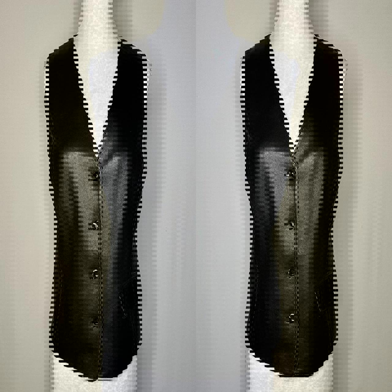 Vintage Liz Claiborne 100% Lamb Suede Leather Black Button-Up Vest Size 8