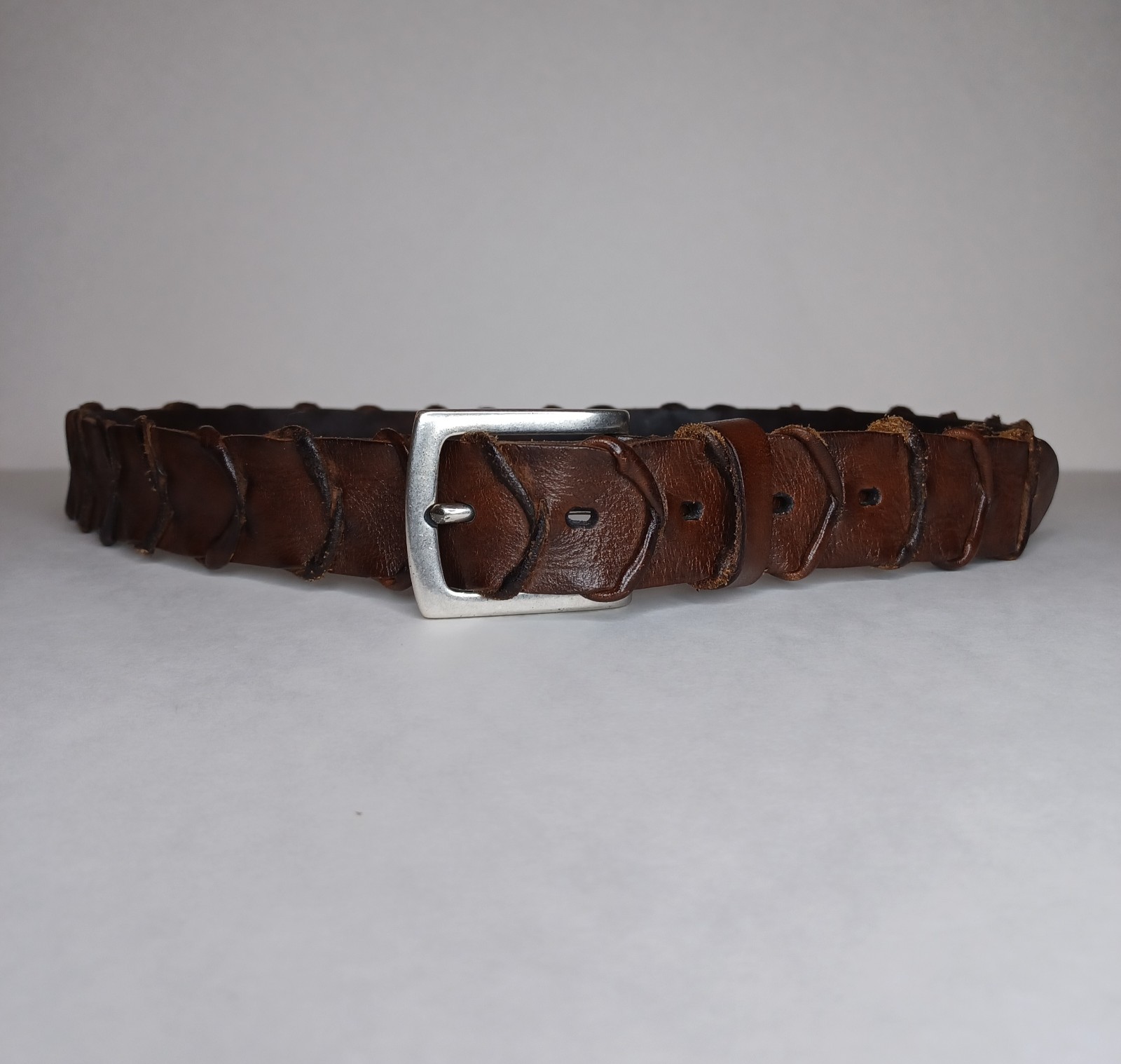 John Varvatos Textured Design Leather Belt