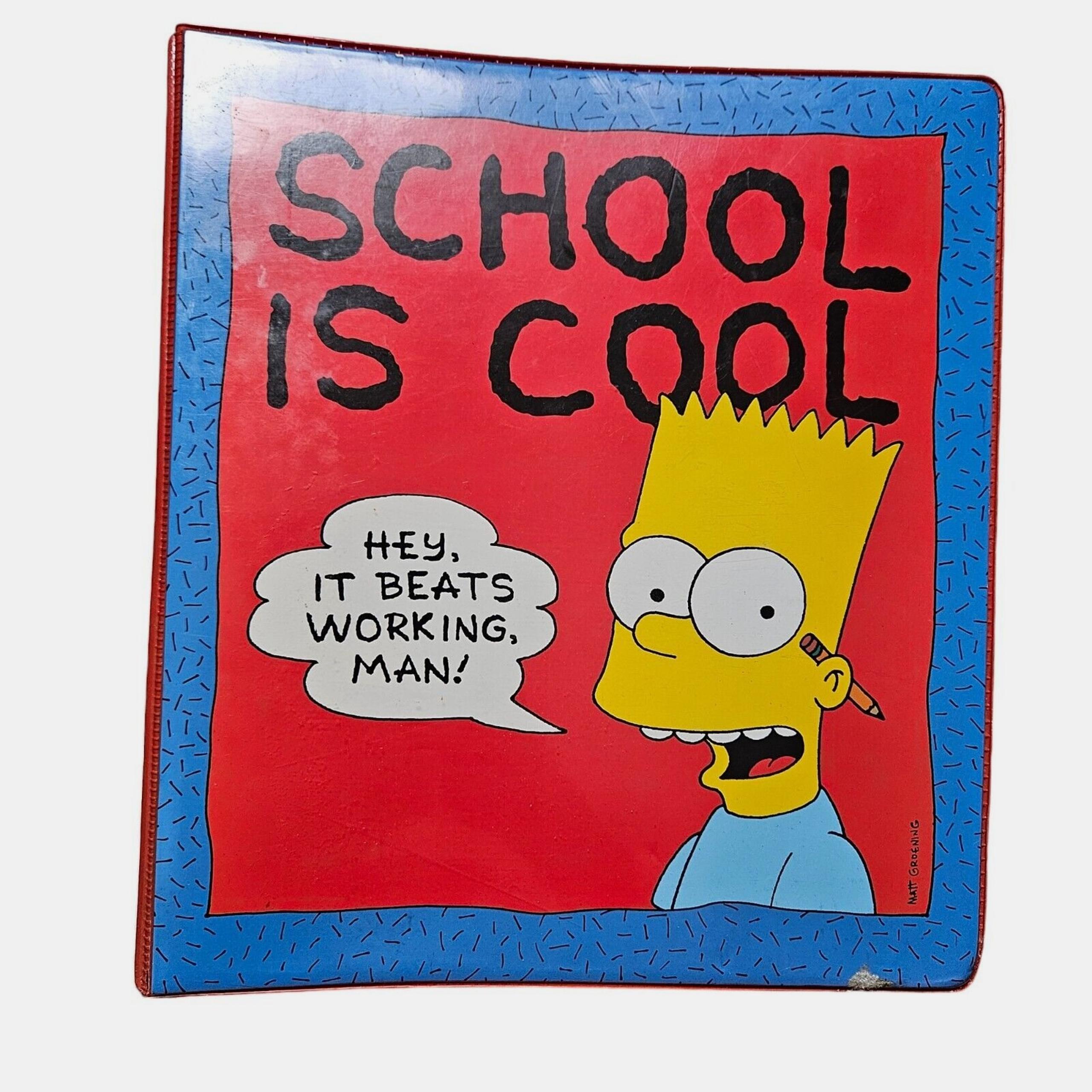 The Simpsons Bart School Binder Chalkboard  1994 Twentieth Century Fox VTG