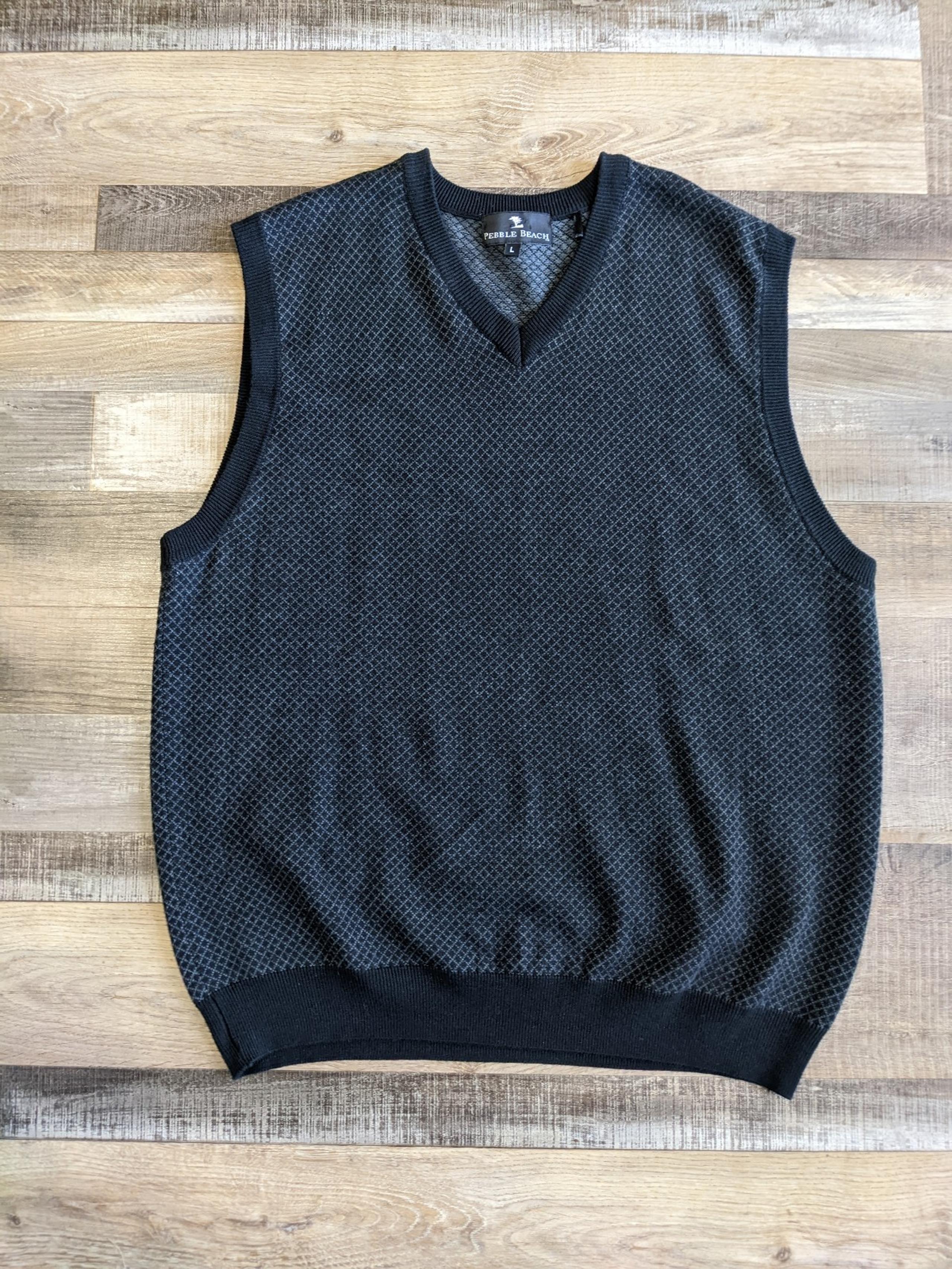 Pebble Beach, black sweater vest, men's large