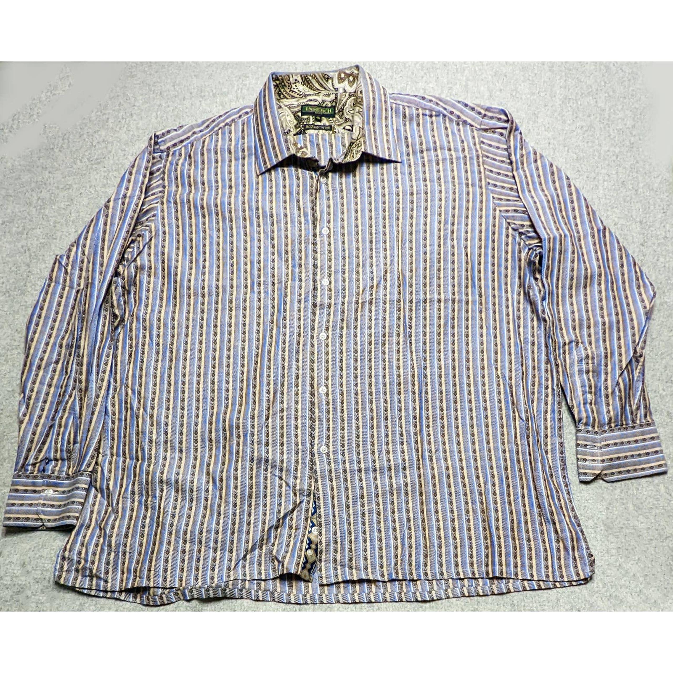 Inserch Icon Big & Tall Jacquard Cotton Men's 4XL Long Sleeve Dress Casual Shirt