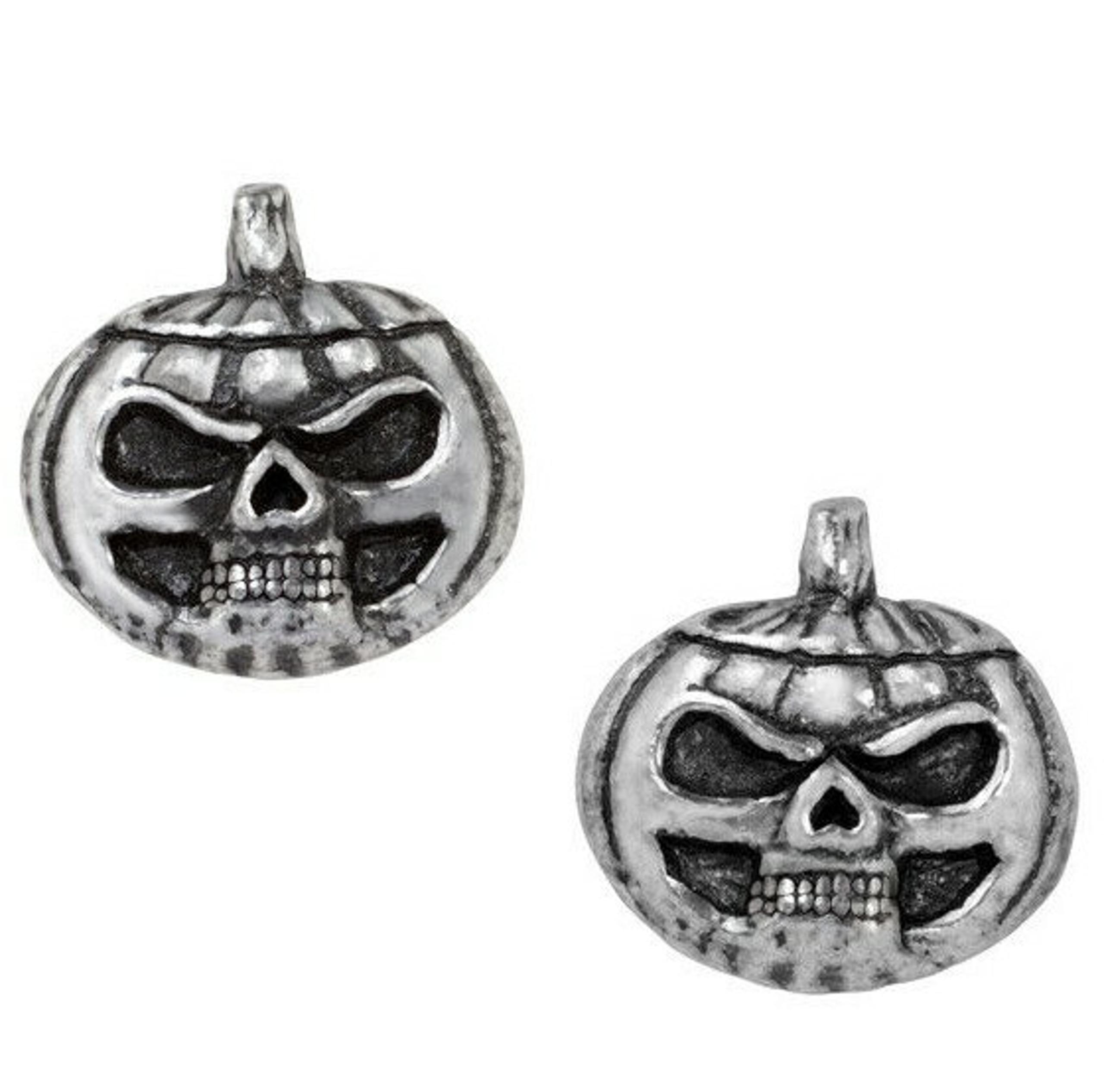 Alchemy Gothic Pumpkin Skull Studs Earrings Pair Surg Steel Posts Halloween E450