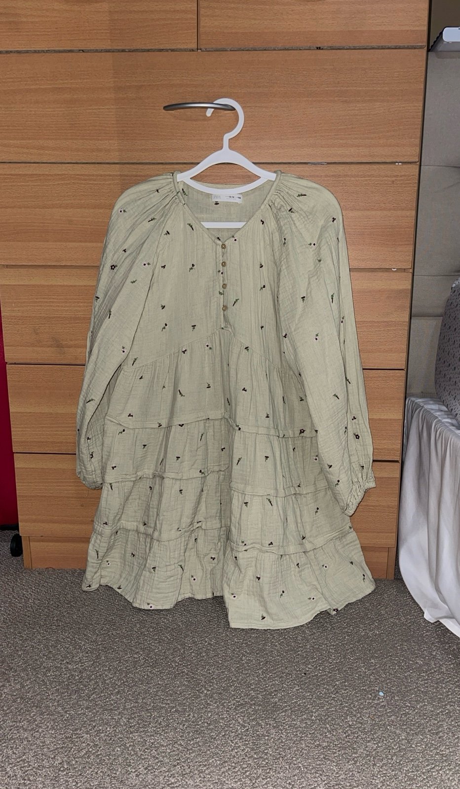 ZARA girls long sleeve embroidered dress size 13-14