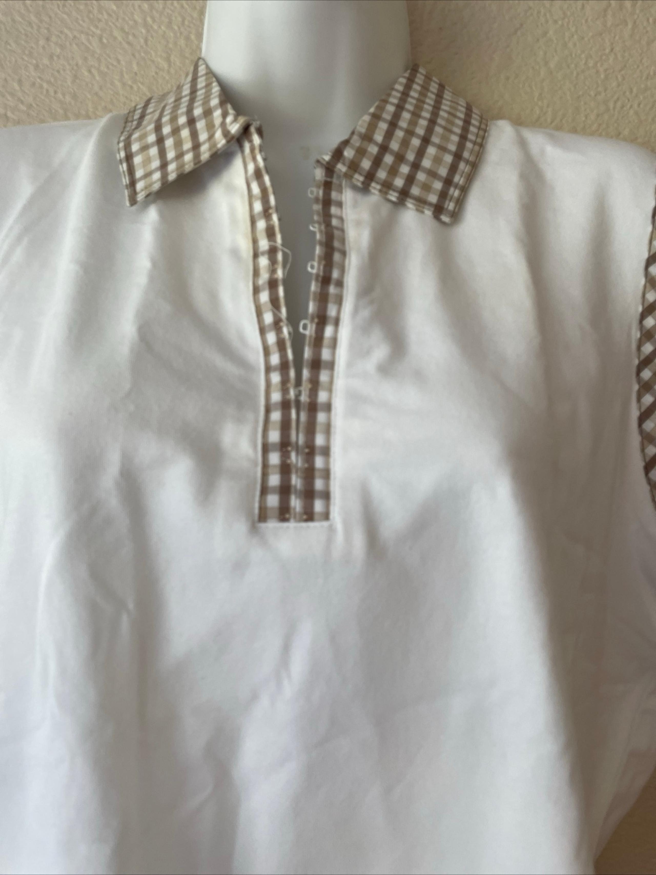 Izod Sleeveless Plaid Collar Top Stretch Size L NWOT