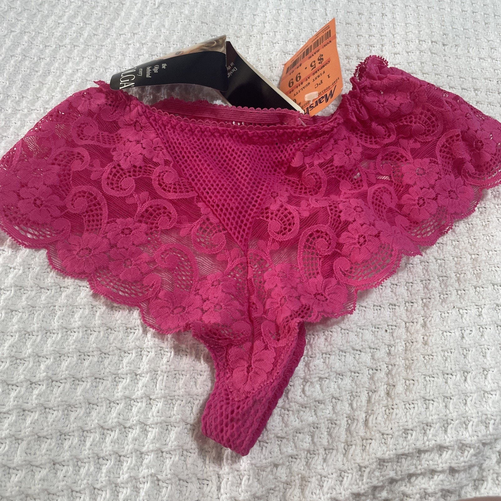 NEW OLGA Pink LACE PANTIES Thong SIZE 6 VINTAGE