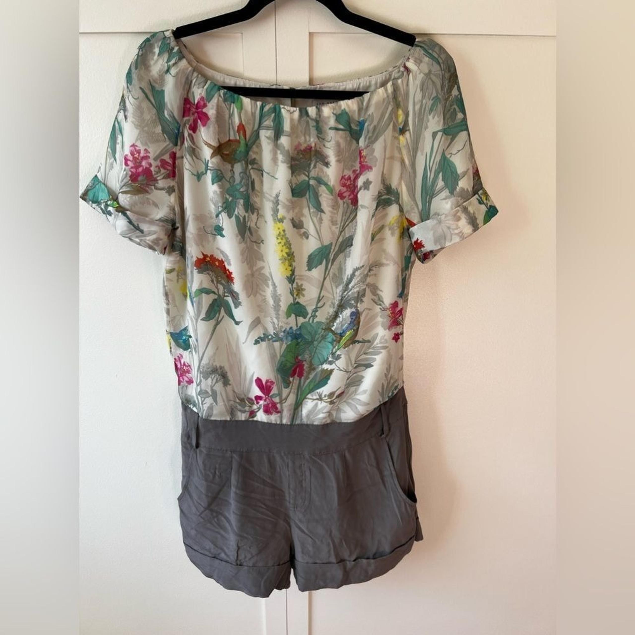 Ted Baker London Women's Lida Floral Romper Silk Blend Size 8