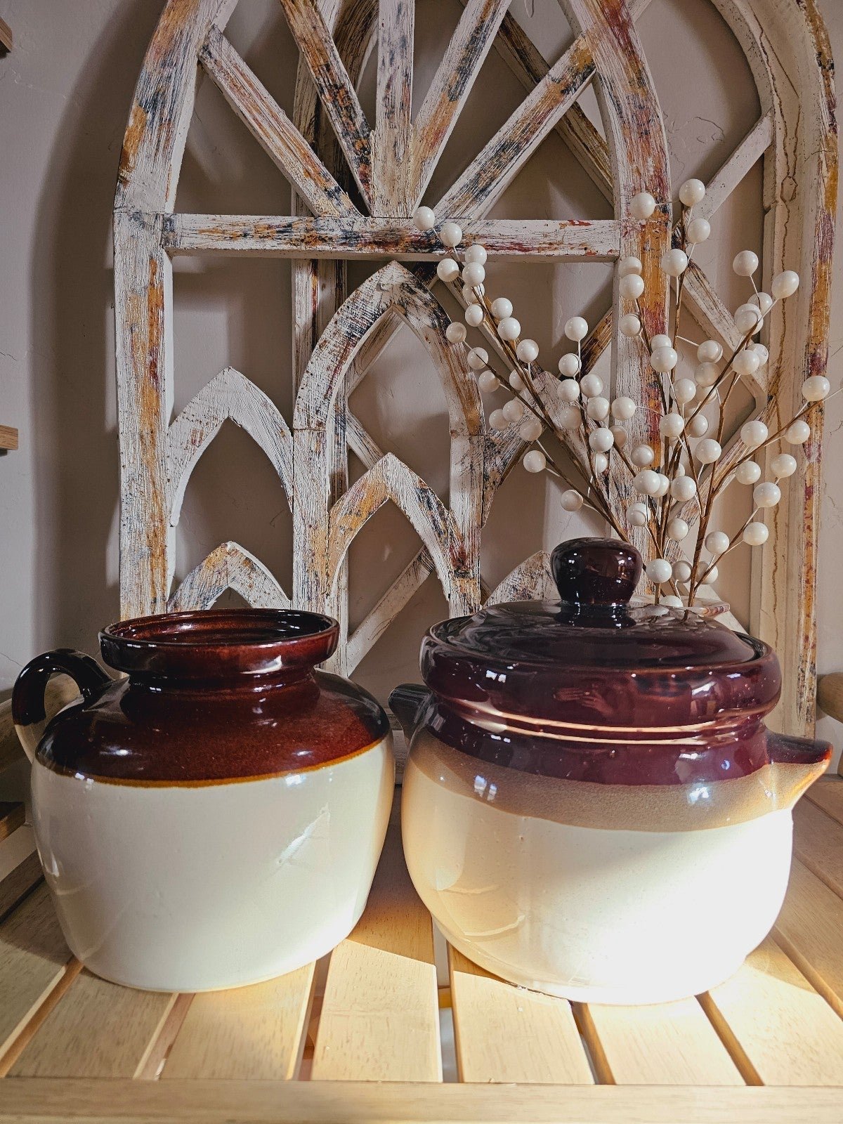 Vintage stoneware crock set of 2