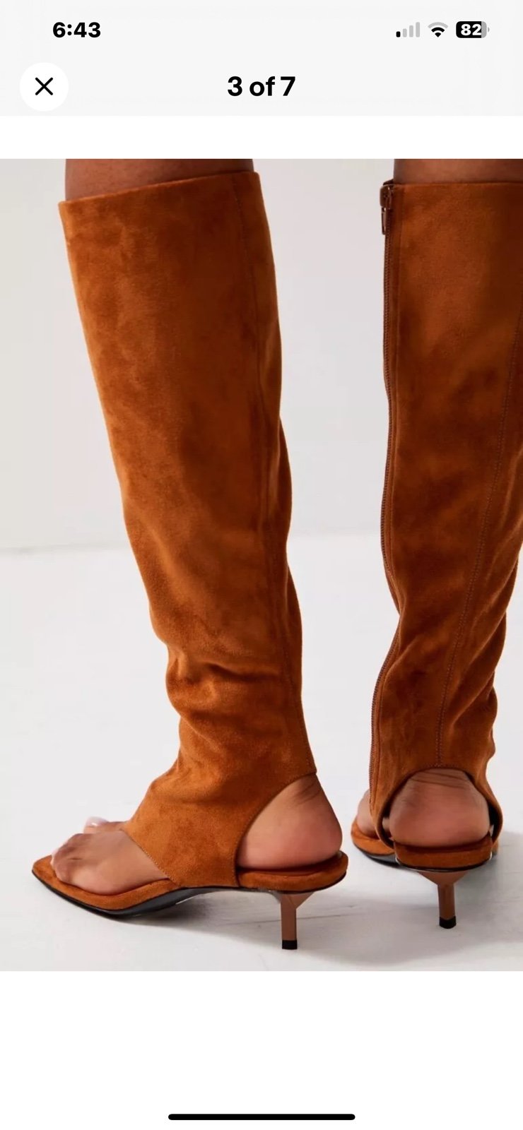 Free People Jeffrey Campbell Alessia Thong Heel Boot Knee High Tan Suede