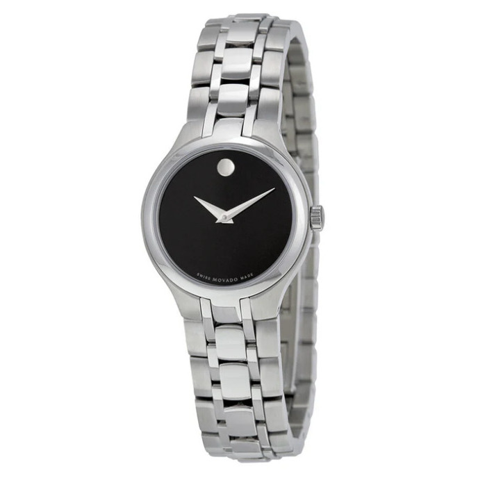 MOVADO 0606368 MUSEUM BLACK DIAL SILVER STEEL BRACELET BAND WOMENS WATCH