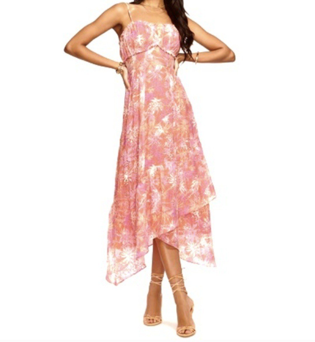 Ramy Brook Aya Guava Burnout Dress Sz 00 Colorful Party Sheer Prom Spring Summer