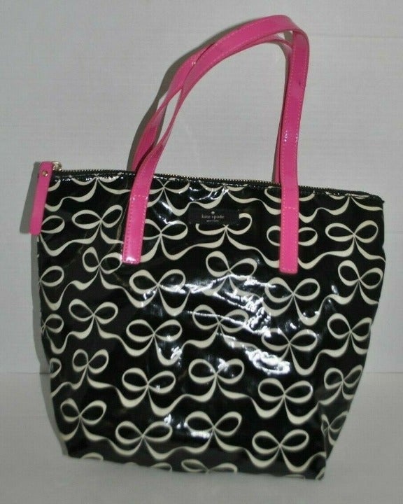 Kate Spade Small Tote Bag Black White Bows USED