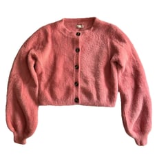 Love & Lemons Pink Fuzzy Button Cardigan Whitney Furry Fall Sweater Cottagecore