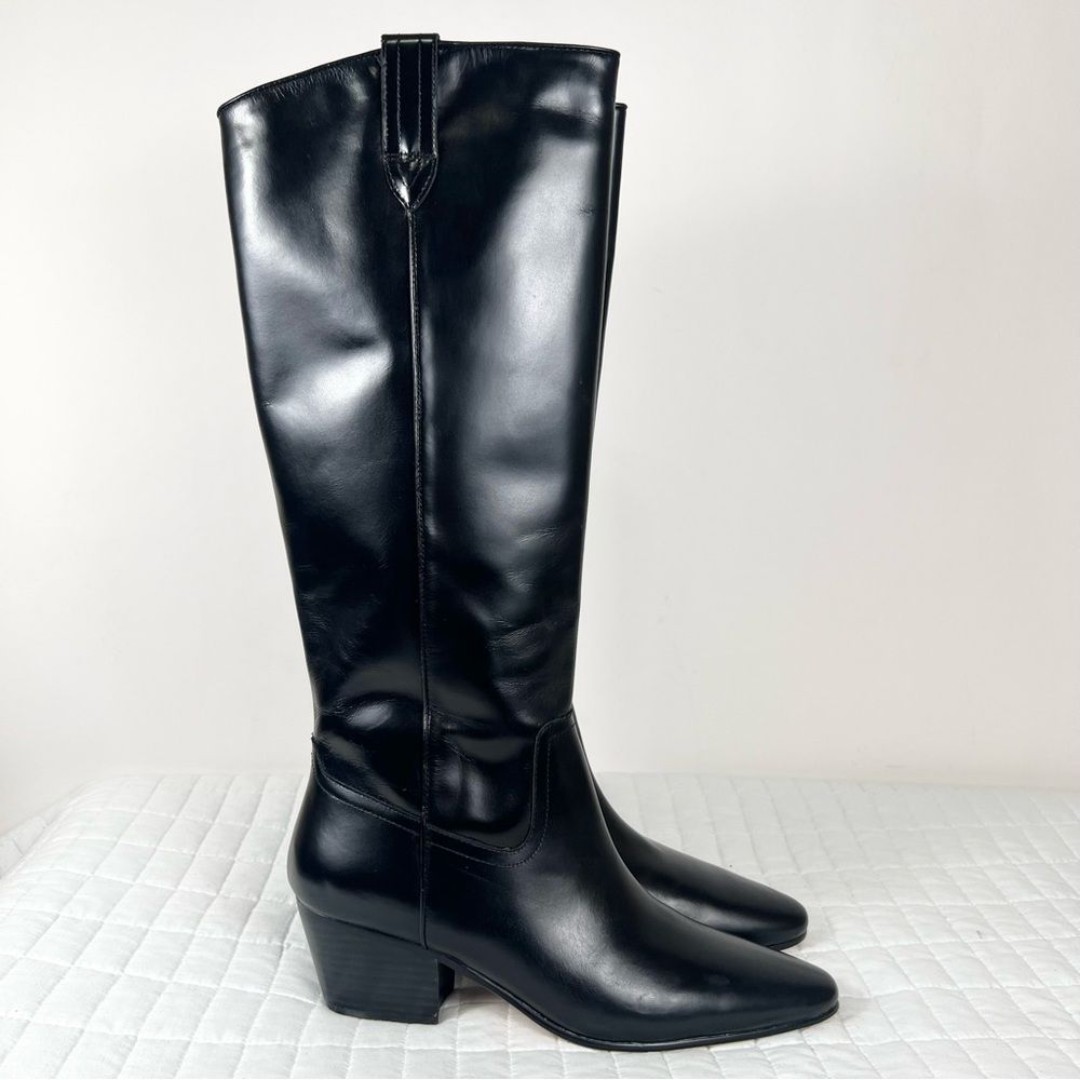 J. Crew Piper Knee High Boots in Leather Black Size 10 NWOB