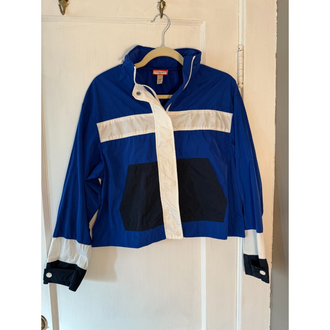 Hunter For Target Colorblock Blue and White Windbreaker Rain Jacket