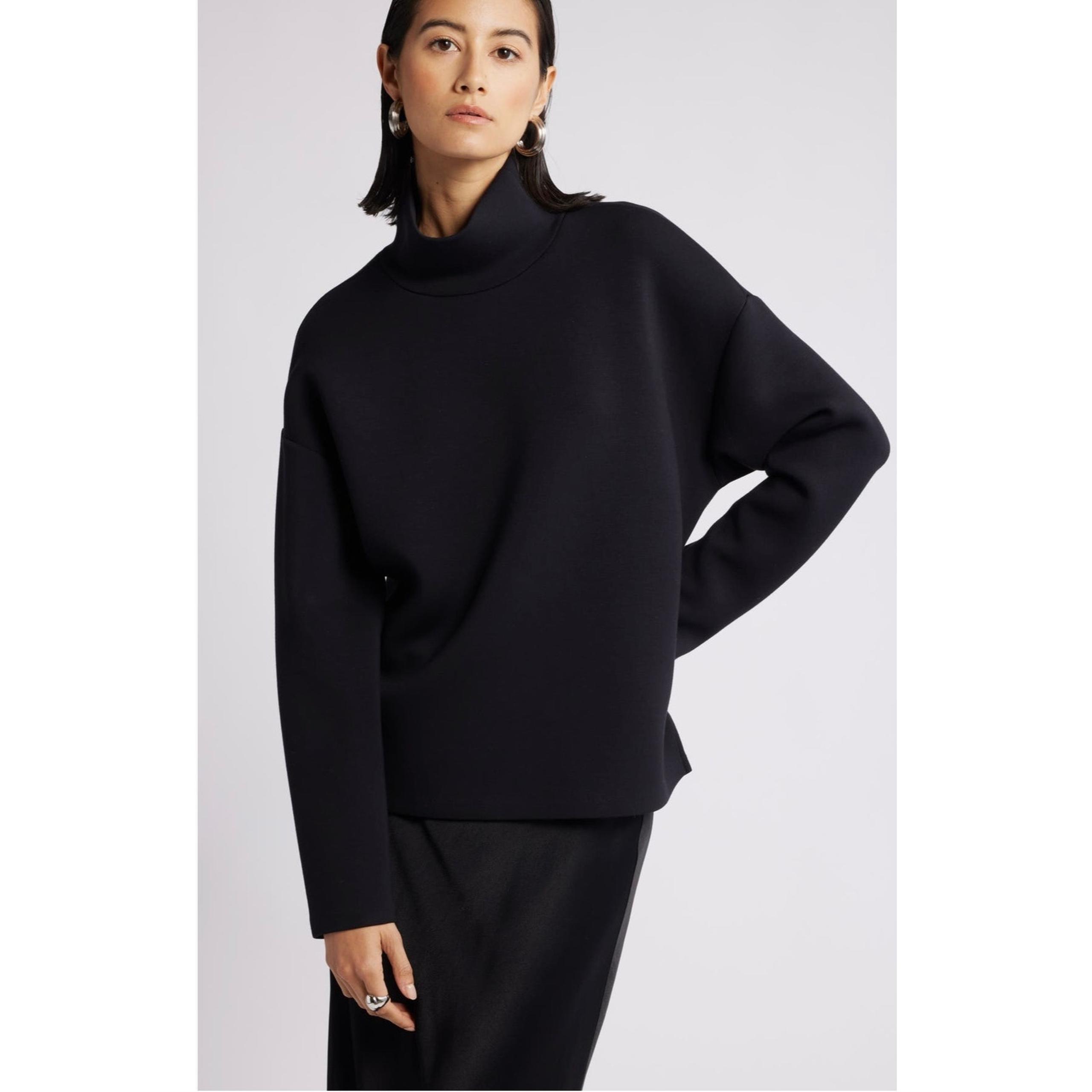 Nordstrom Scuba Knit Turtleneck Long Sleeve black women’s Top (New)