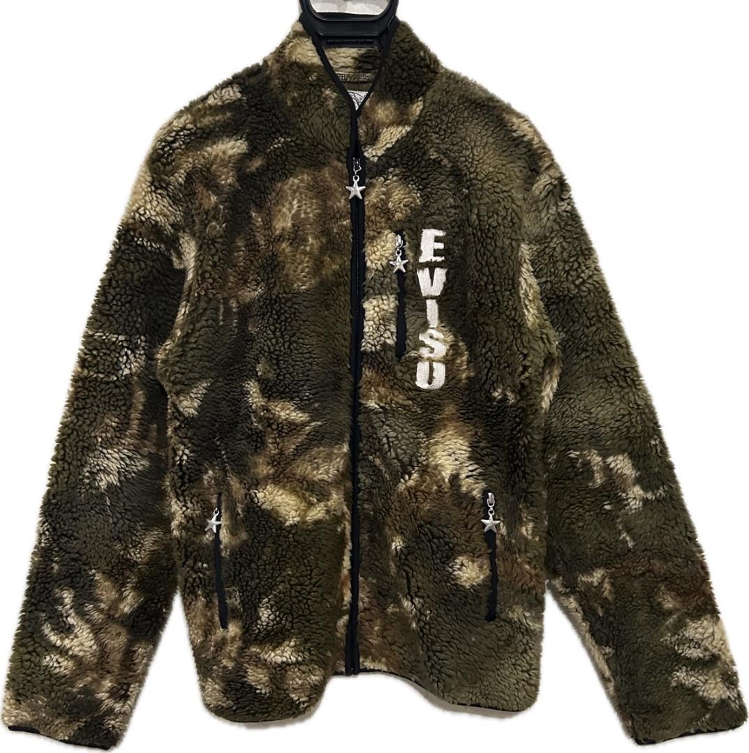 * EVISU Camouflage Seagull Logo Embroidered Star Charm Fleece Jacket 38