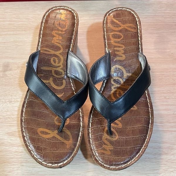 Sam Edelman Black Leather Wedges Size 7.5