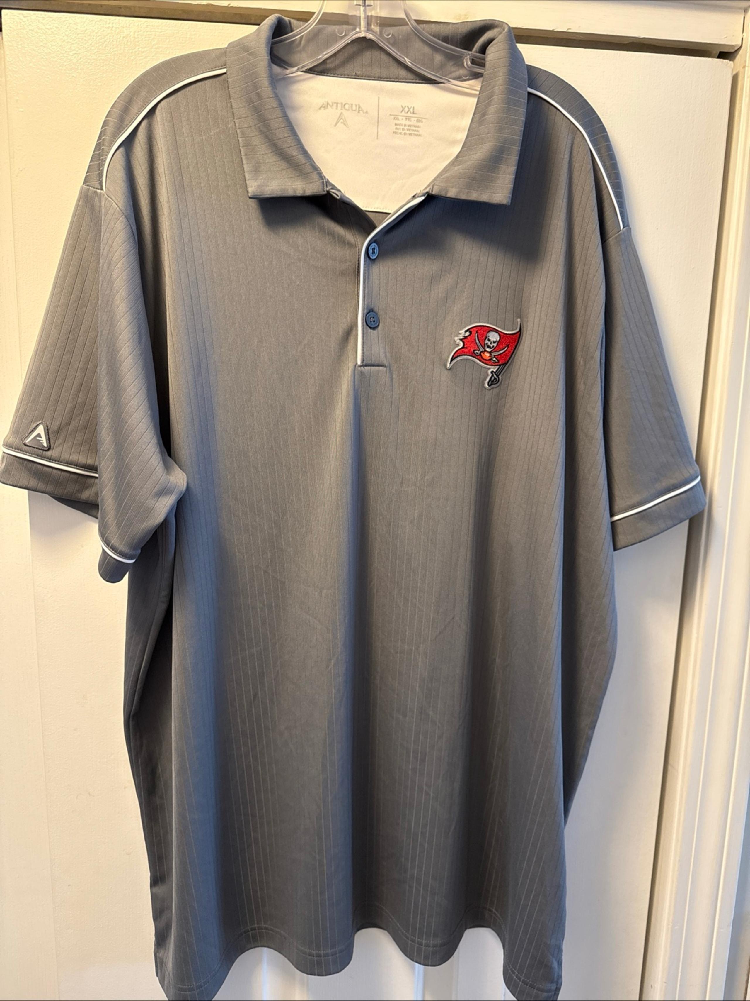 Antigua Tampa Bay Bucs Buccaneers Gray Polo Team Sideline Shirt Men’s Size XXL