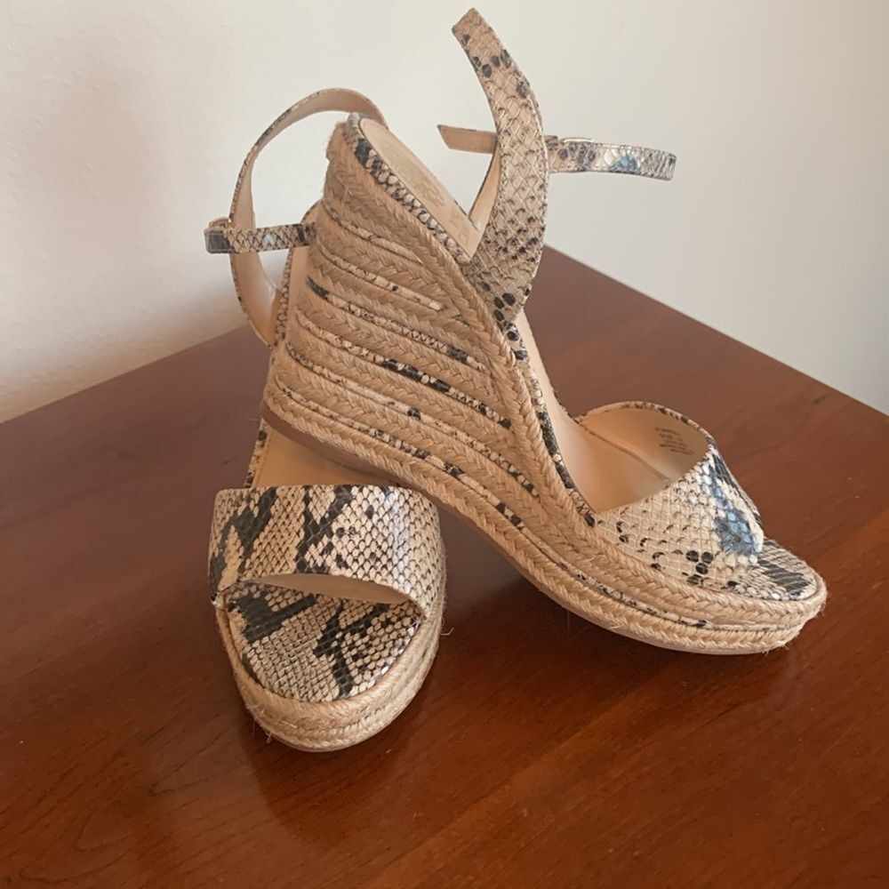 VINCE CAMUTO WOMENS LEATHER MARYBELL WEDGE ESPADRILLE PLATFORM SANDALS SZ 9.5