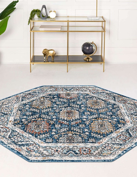 7' x 7' New Area Rug Blue H 64053 Home Decorative Art Soft Carpet Collectible