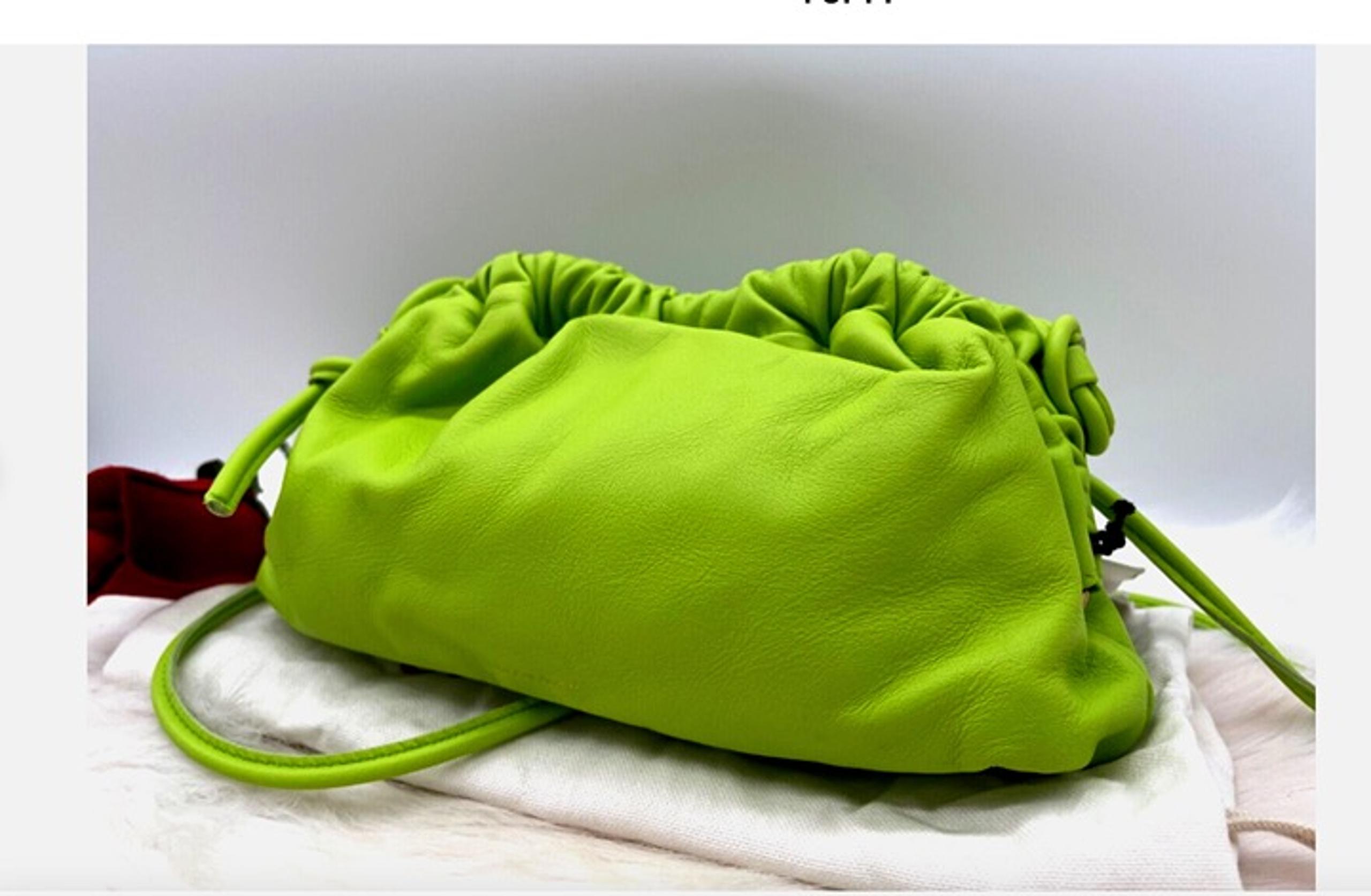 AUTH NWT $545 Mansur Gavriel Cloud Mini Leather Clutch Crossbody- ELECTRIC LIME