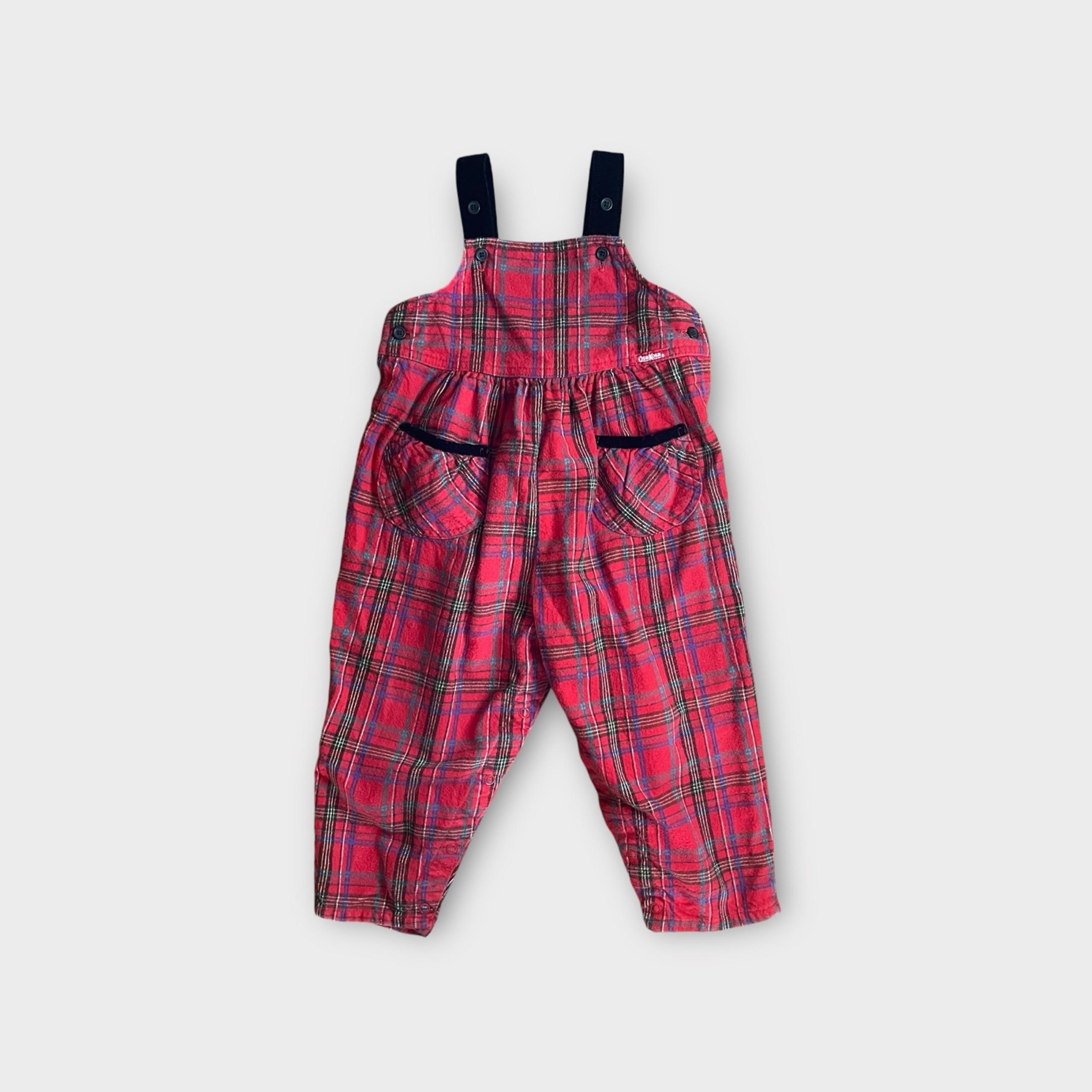 Oshkosh Vintage Plaid Holiday Red Romper