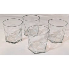 Set Of 4 Crisa Rhombus Geometric Lowball 12oz Glass Set EUC