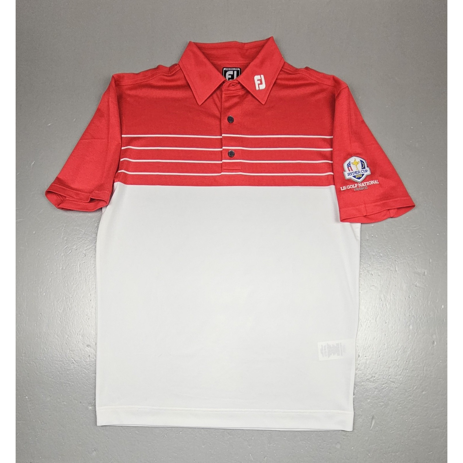 Footjoy Polo Golf Shirt Mens Large. Red 2018 Ryder Cup Le Golf National France.