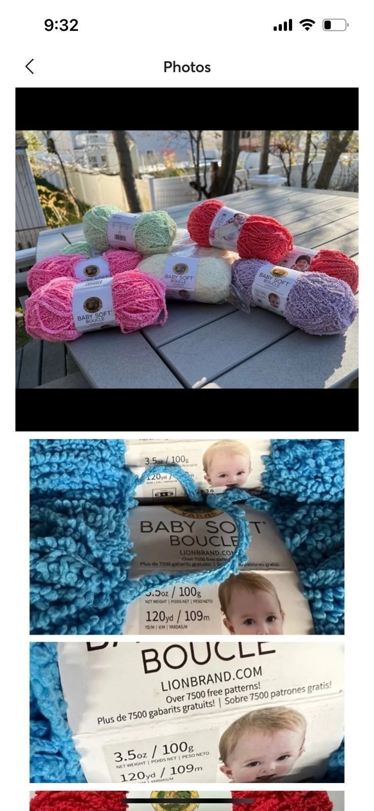 Lion Brand Yarns Baby soft boucle yarn 18 skeins mixed colors